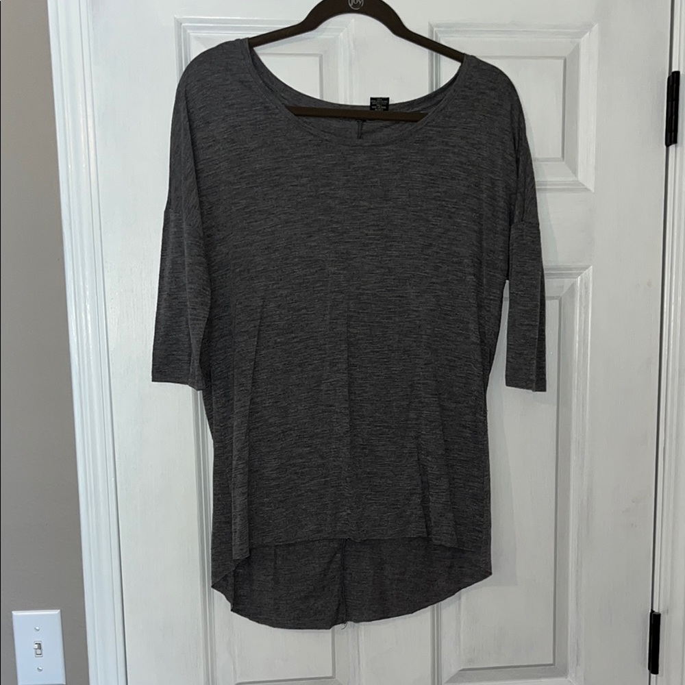 Gray 3/4 Sleeve High Low Tee